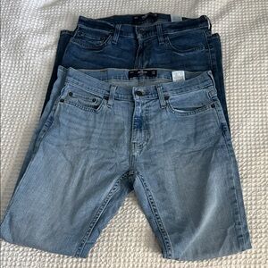 Hollister Men's Skinny Jeans in Light and Dark Blue